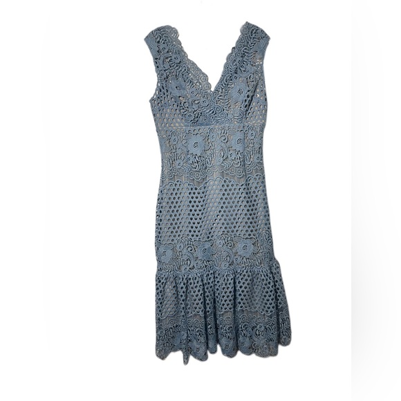 Teri Jon by Rickie Freeman Embroidered Sleeveless Cocktail Dress Sz 8 - Picture 7 of 11